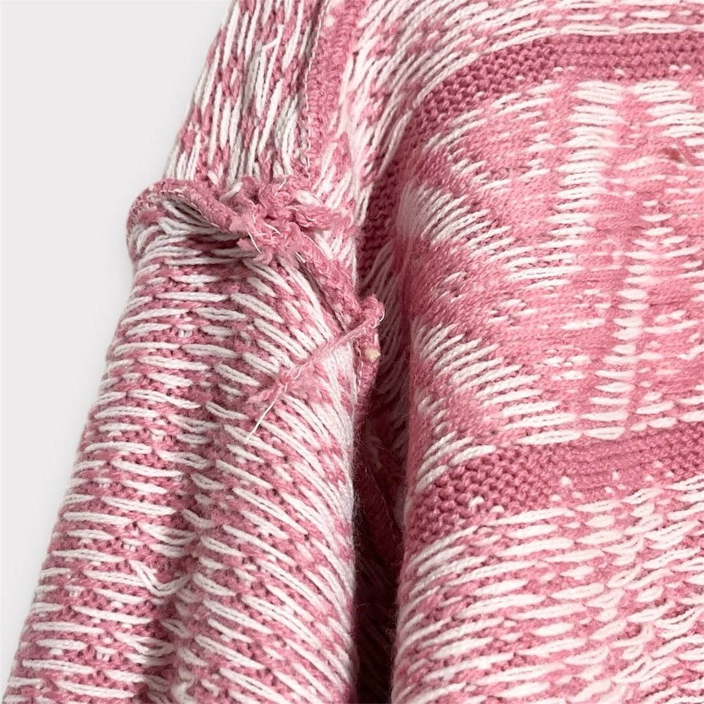 Vintage Pink Nordic Pattern Sweater Cozy Cottagecore Knit Pullover Large - Picture 11 of 12